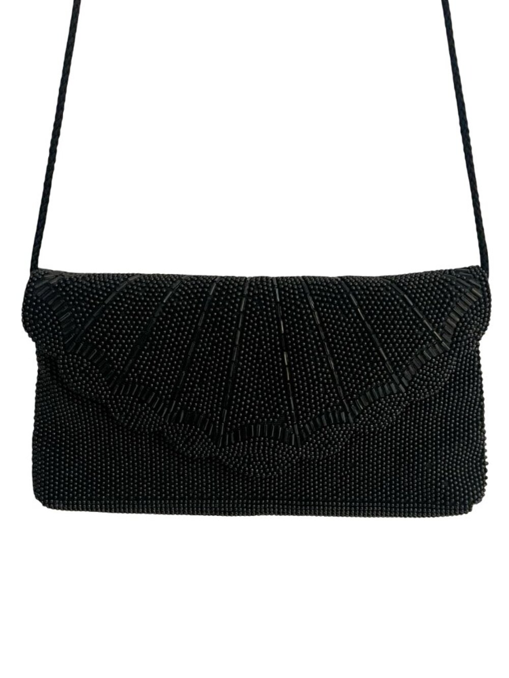 Vintage Artel Black Beaded Clutch Evening Bag